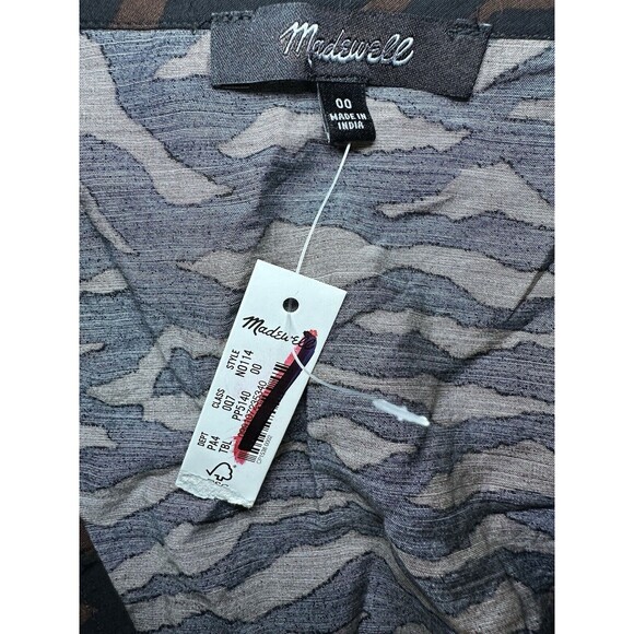 MADEWELL V-Neck Mini Dress Abstract Animal Print True Black SIZE‎ 00 NWT - Picture 6 of 11